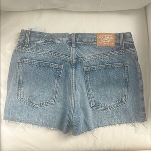 Pull&Bear Blue Jean Shorts Distressed High-Waisted